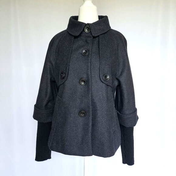 Calvin Klein Charcoal Dark Grey Wool Coat, Size 4, NWOT - Picture 1 of 15